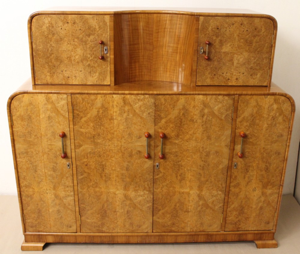 Art Deco Burr Walnut Side Cabinet