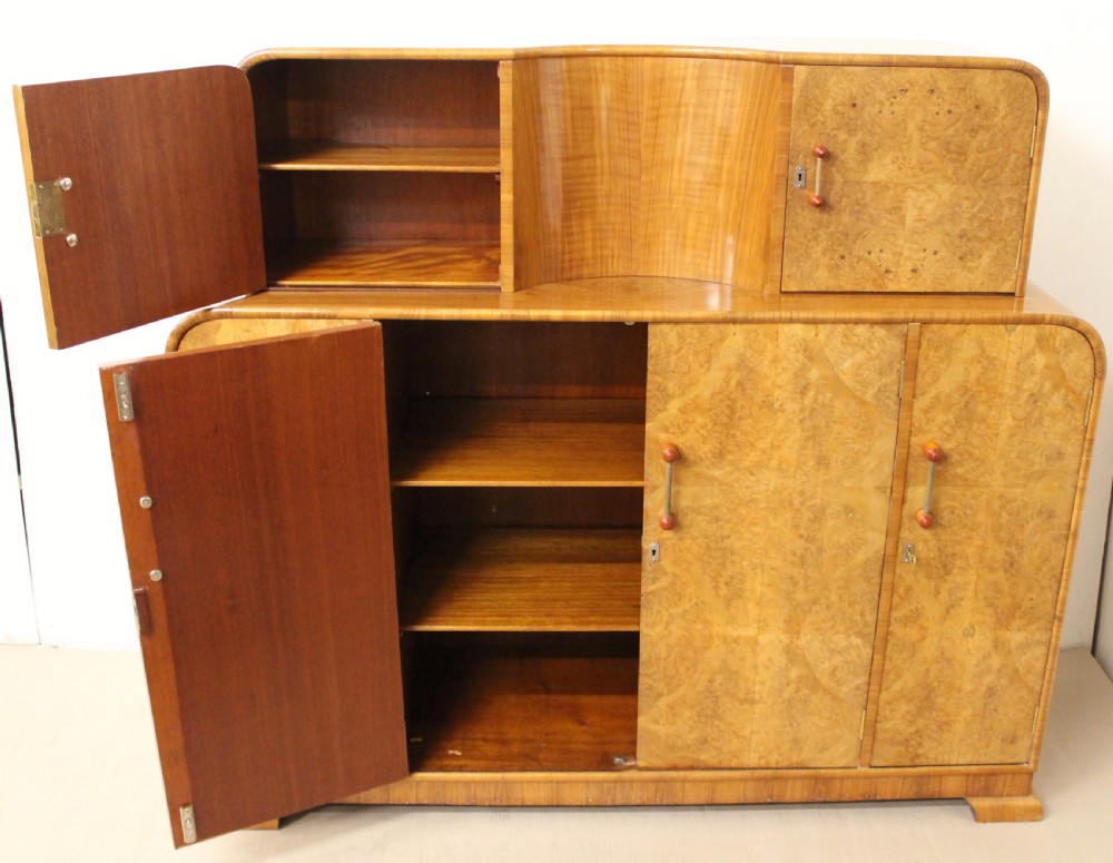 Art Deco Burr Walnut Side Cabinet View V