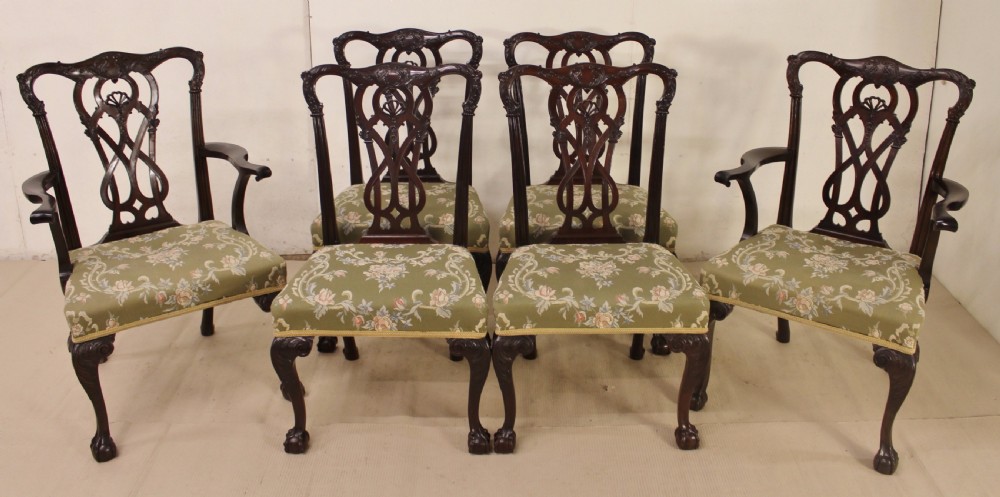 Set of 6 Chippendale Style Mahogany Dining Chairs