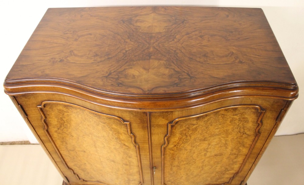 Serpentine Burr Walnut Cabinet on Stand View II