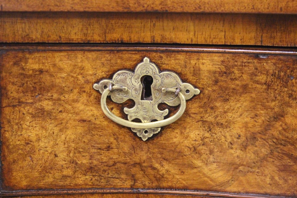 Burr Walnut Serpentine Fronted Knee Hole Desk View IV
