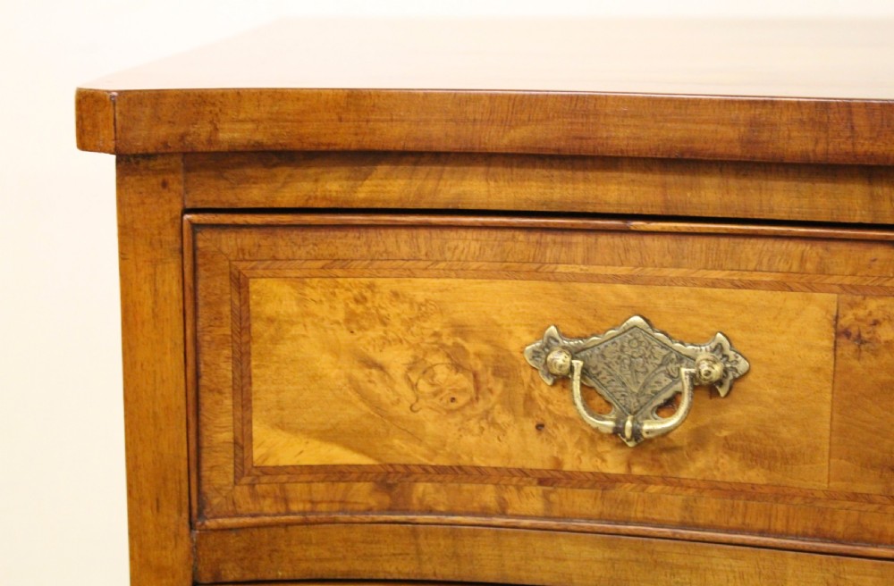 Burr Walnut Serpentine Fronted Chest of Drawers View III