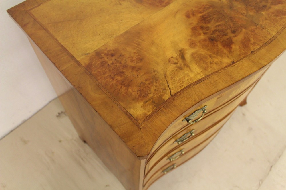 Burr Walnut Serpentine Fronted Chest of Drawers View IX