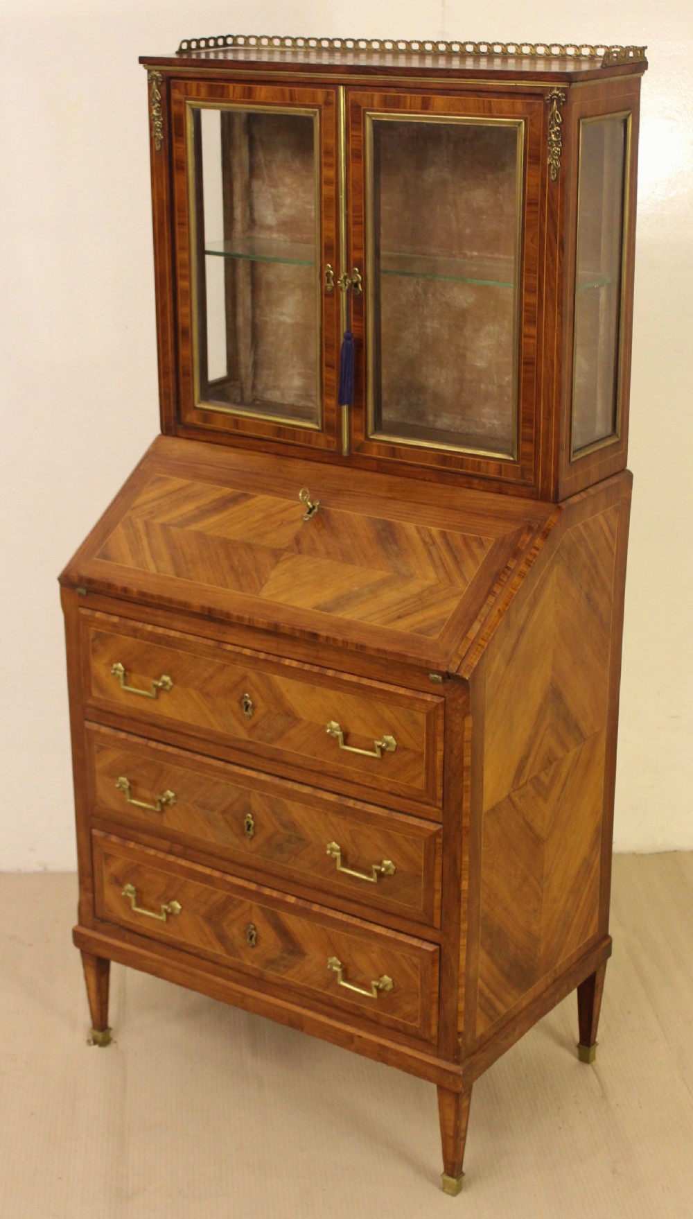 French Walnut Bureau Bookcase