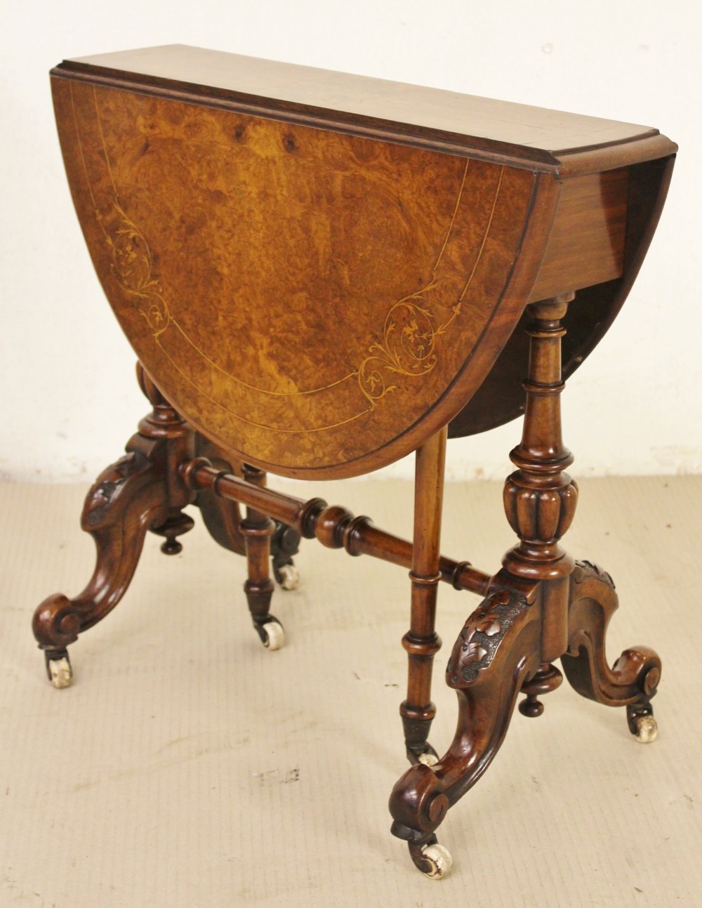 Victorian Inlaid Burr Walnut Baby Sutherland Table
