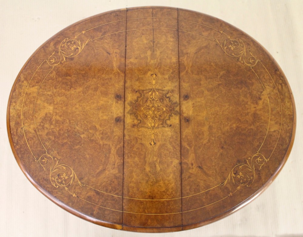 Victorian Inlaid Burr Walnut Baby Sutherland Table View V