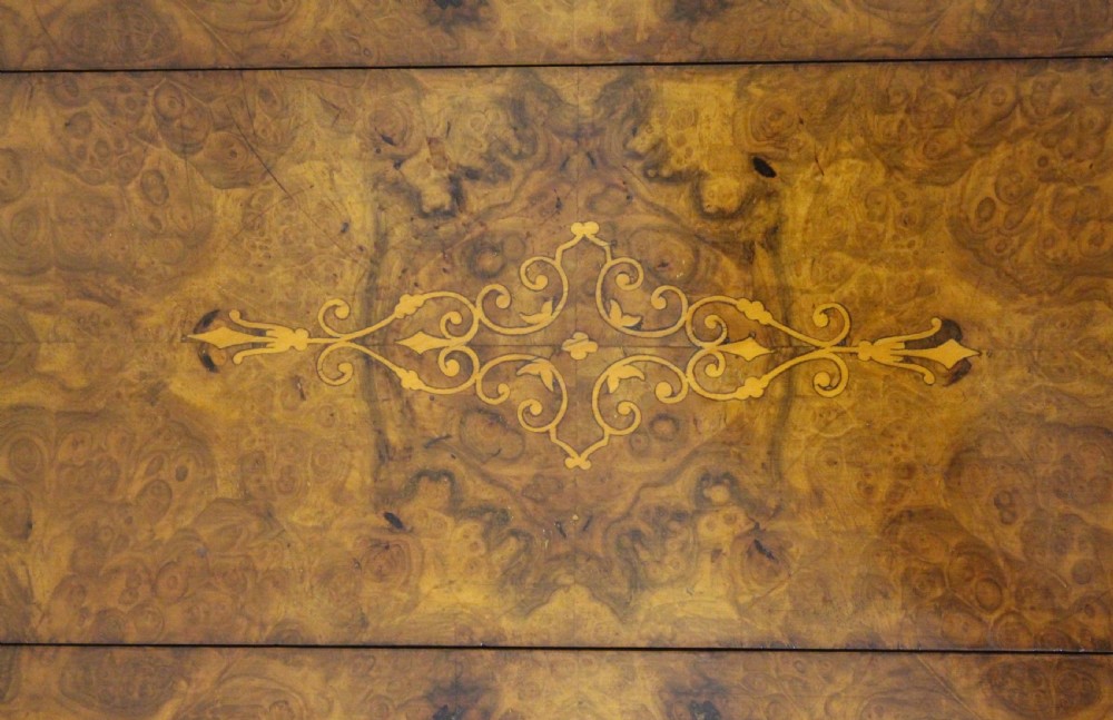 Victorian Inlaid Burr Walnut Baby Sutherland Table View XI