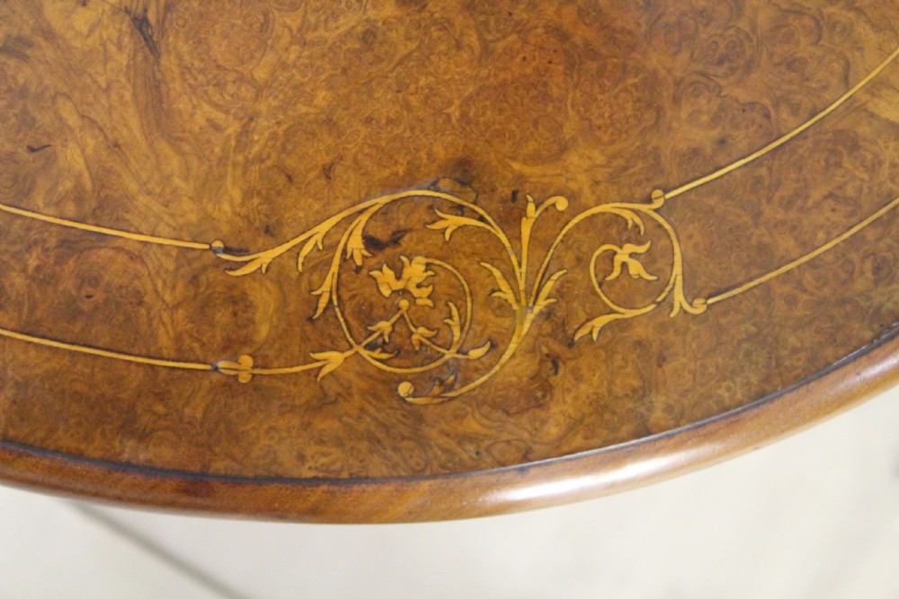 Victorian Inlaid Burr Walnut Baby Sutherland Table View XII