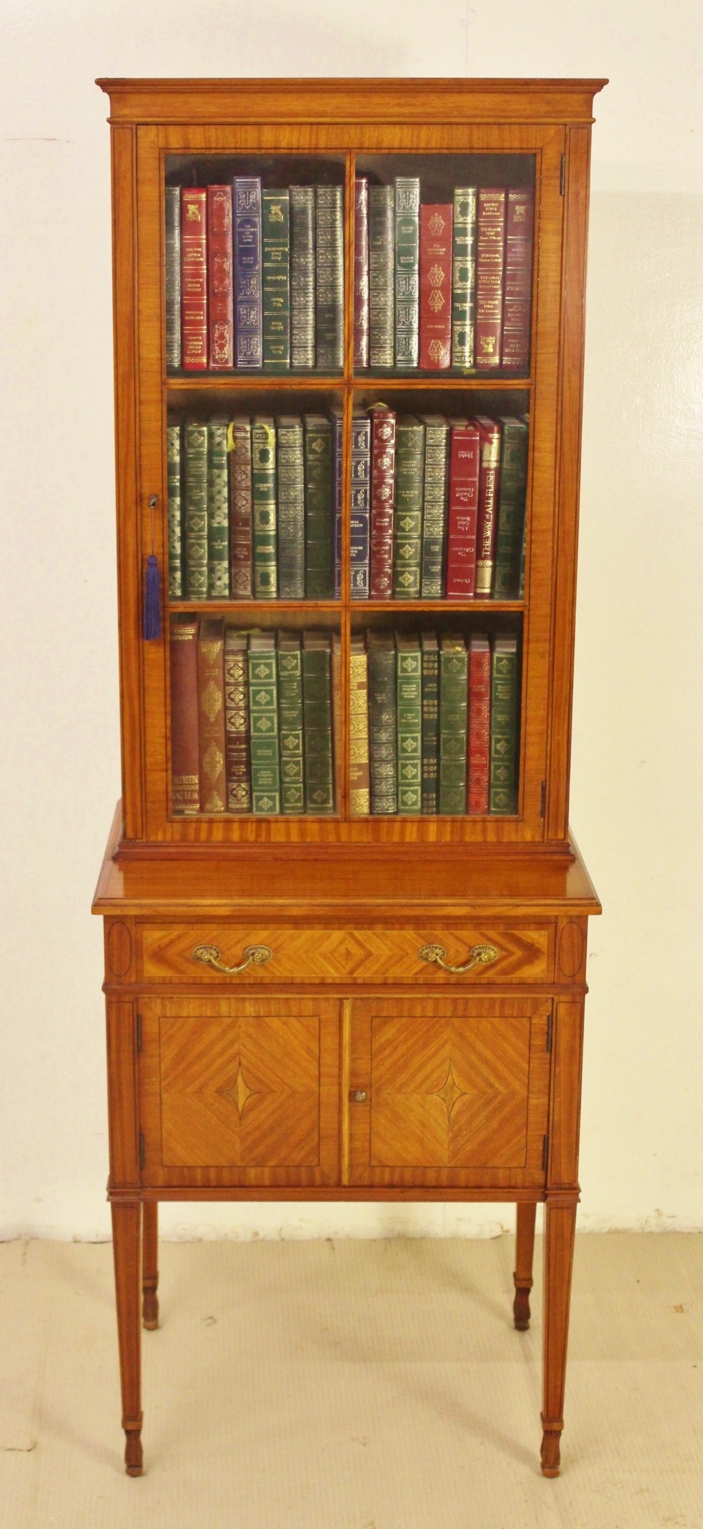 Inlaid Satinwood Bookcase Cabinet