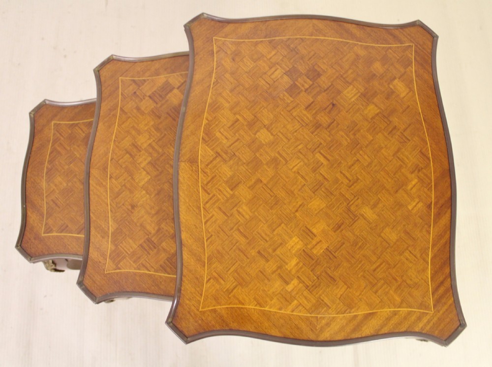 French Kingwood Parquetry Nest of 3 Tables View IV