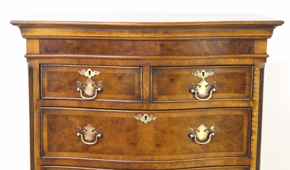 Burr Walnut Serpentine Fronted Chest on Chest View VII