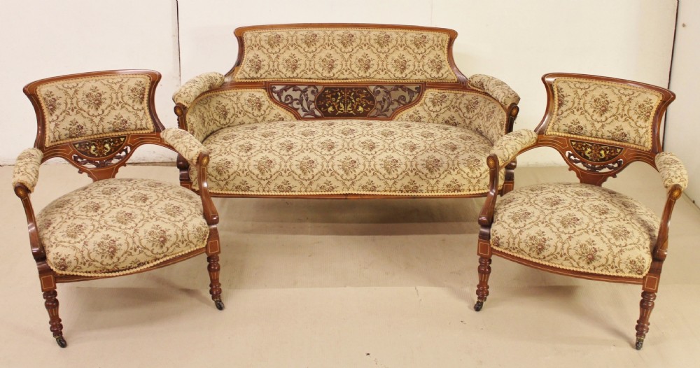 3 Piece Inlaid Rosewood Salon Suite