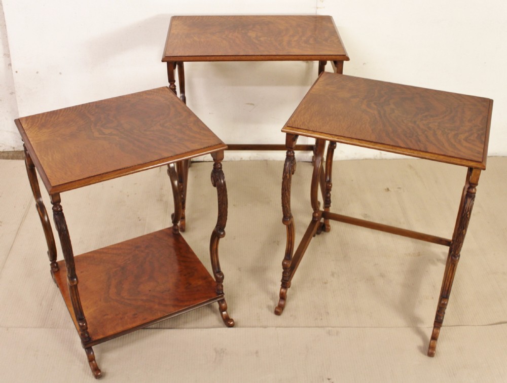 Burr Walnut Nest of 3 Tables View IV