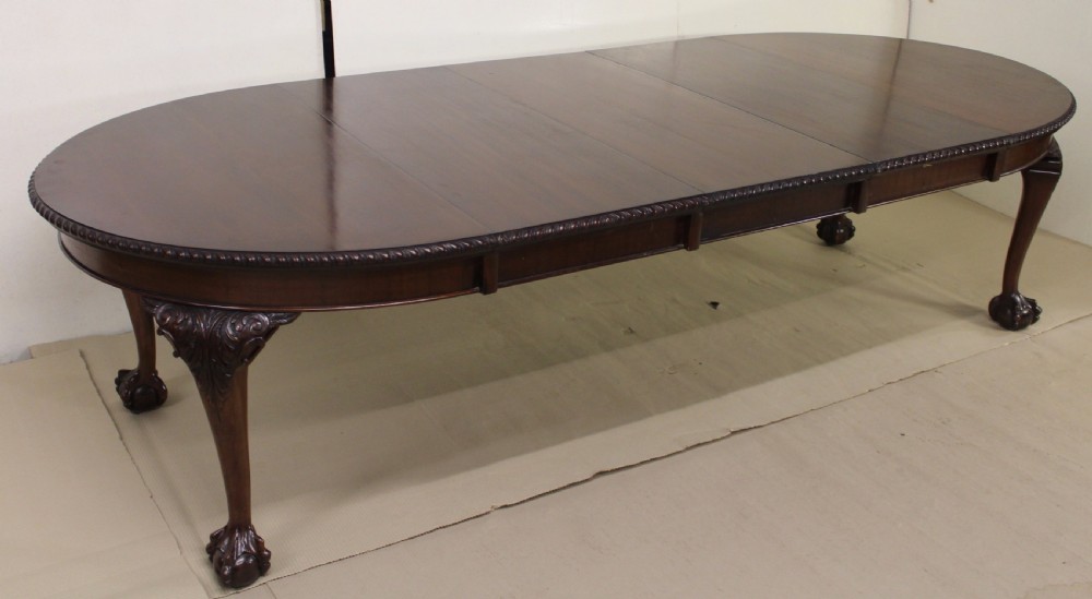 Mahogany 3 Leaf Chippendale Style Dining Table