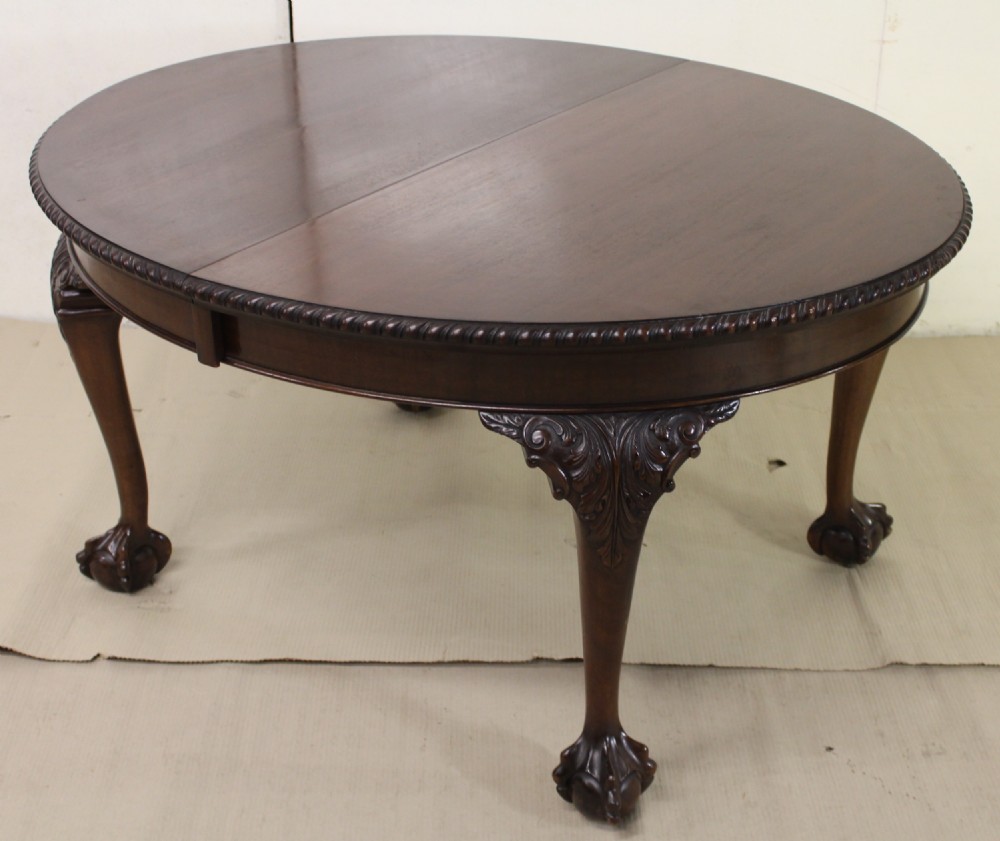 Mahogany 3 Leaf Chippendale Style Dining Table View IV