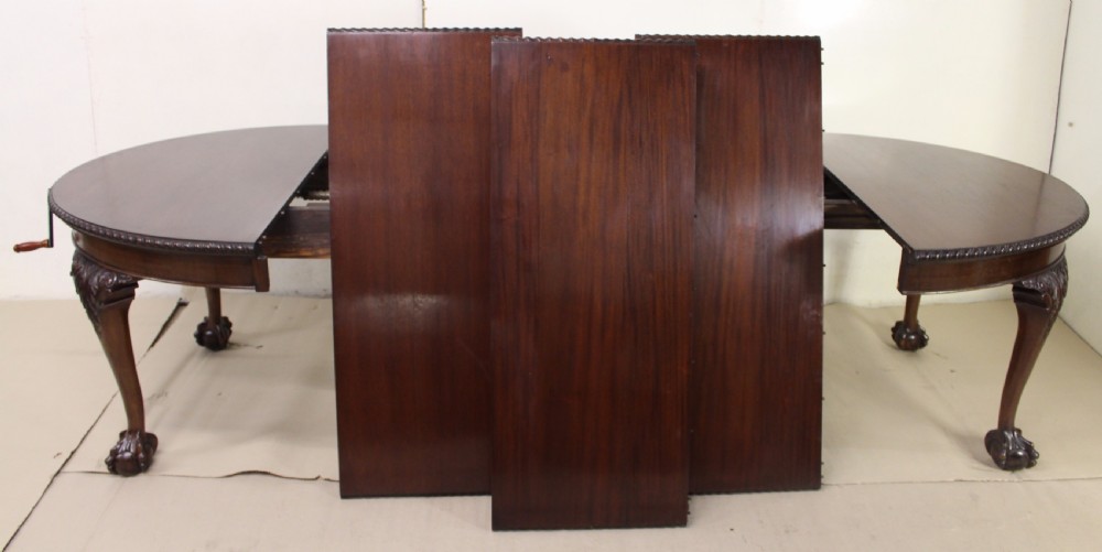 Mahogany 3 Leaf Chippendale Style Dining Table View V