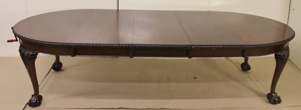 Mahogany 3 Leaf Chippendale Style Dining Table View VI