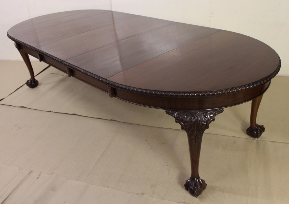 Mahogany 3 Leaf Chippendale Style Dining Table View IX