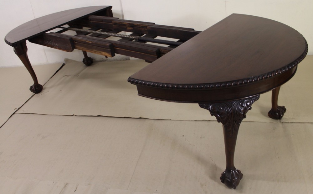 Mahogany 3 Leaf Chippendale Style Dining Table View XII