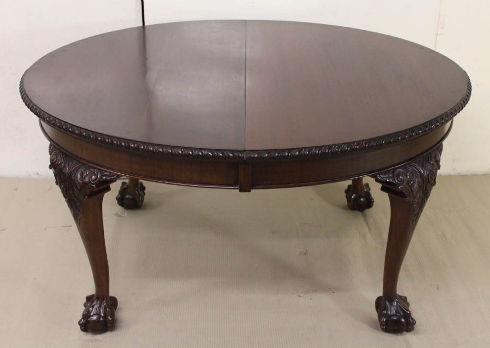 Mahogany 3 Leaf Chippendale Style Dining Table View XIII