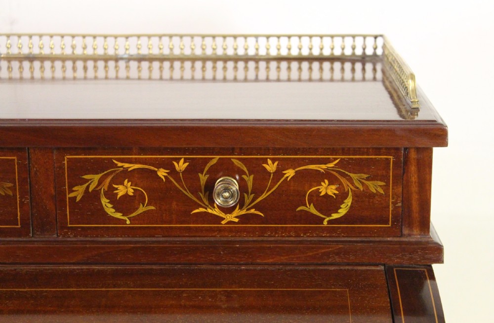 Finest Quality Inlaid Mahogany Cylinder Bureau View VI