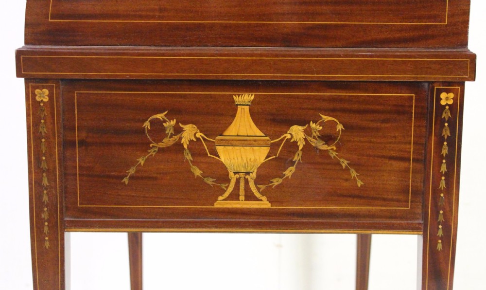 Finest Quality Inlaid Mahogany Cylinder Bureau View XIX