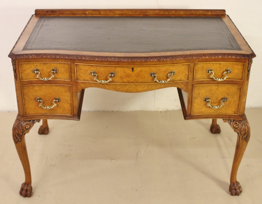 Serpentine Fronted Burr Walnut Writing Table