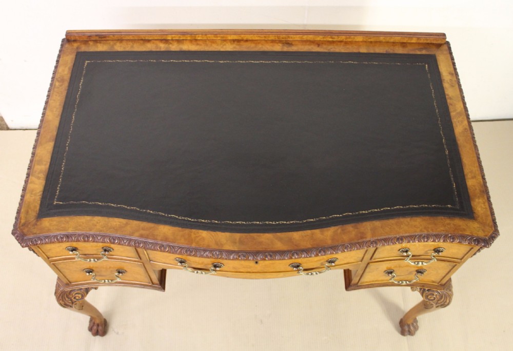 Serpentine Fronted Burr Walnut Writing Table View IV