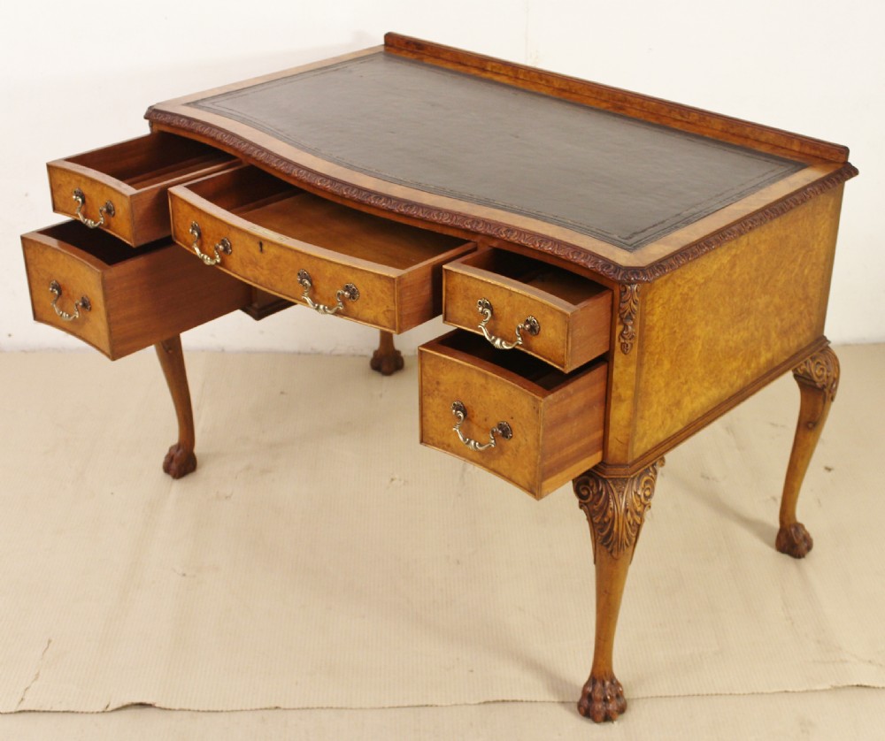 Serpentine Fronted Burr Walnut Writing Table View V
