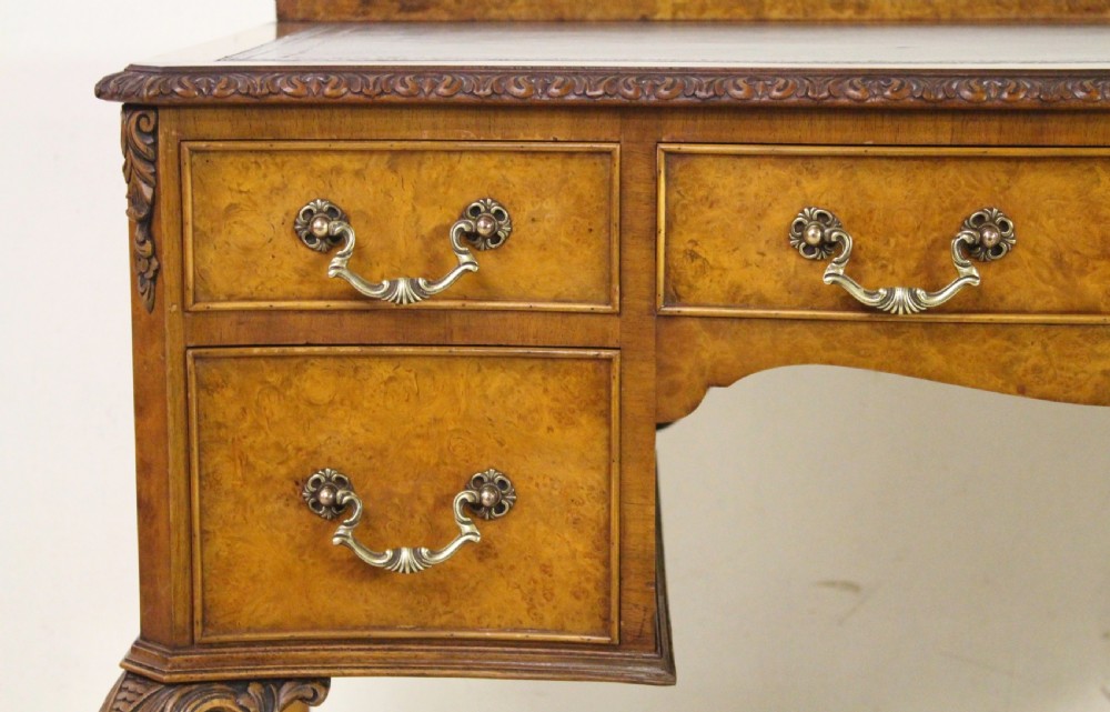 Serpentine Fronted Burr Walnut Writing Table View VIII
