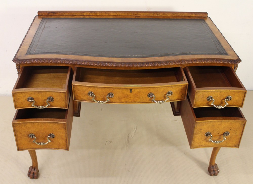 Serpentine Fronted Burr Walnut Writing Table View XIII