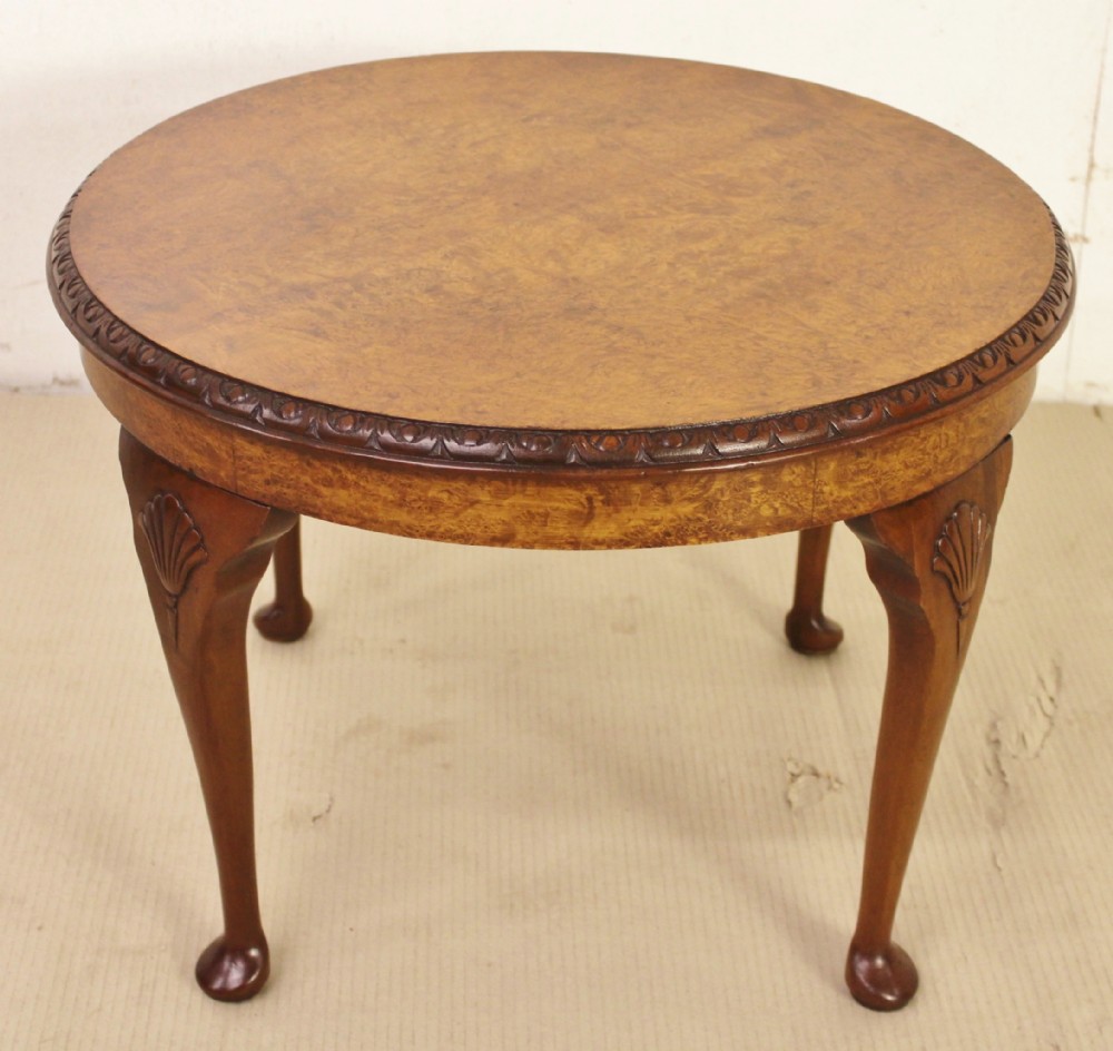 Round Burr Walnut Coffee Table