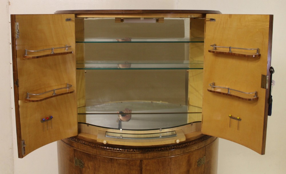 Art Deco Burr Walnut Cocktail Cabinet View X