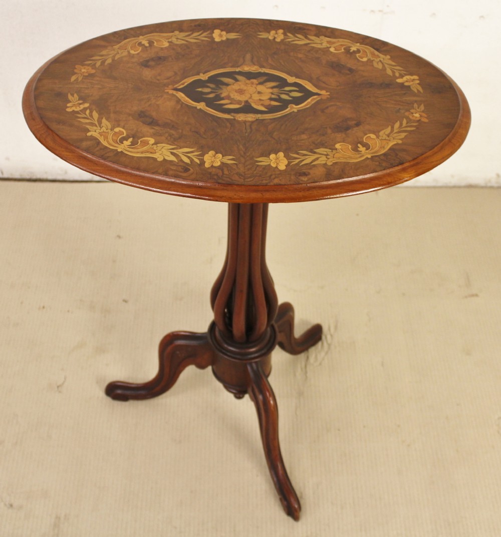 Victorian Inlaid Burr Walnut Tripod Table