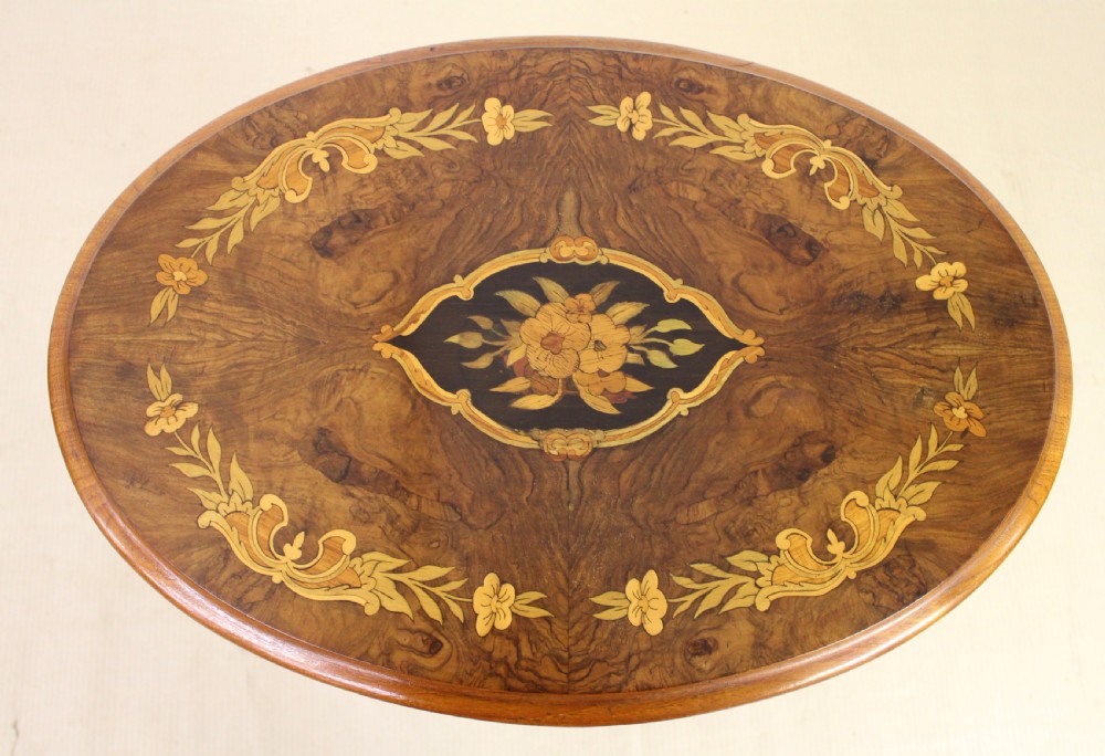Victorian Inlaid Burr Walnut Tripod Table View IV