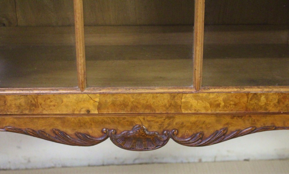 Burr Walnut Serpentine Side Cabinet Bookcase View XIV