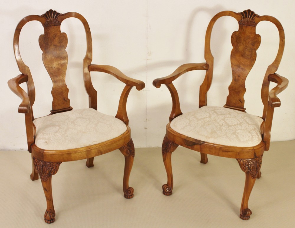 Pair of Walnut Armchairs