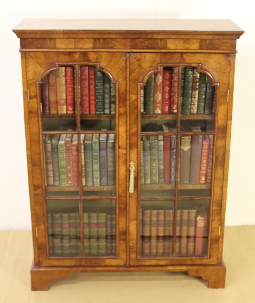 Burr Walnut Glazed Bookcase
