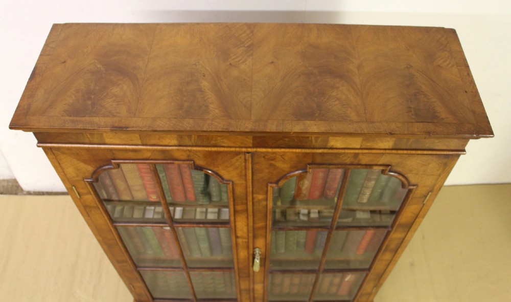 Burr Walnut Glazed Bookcase View III