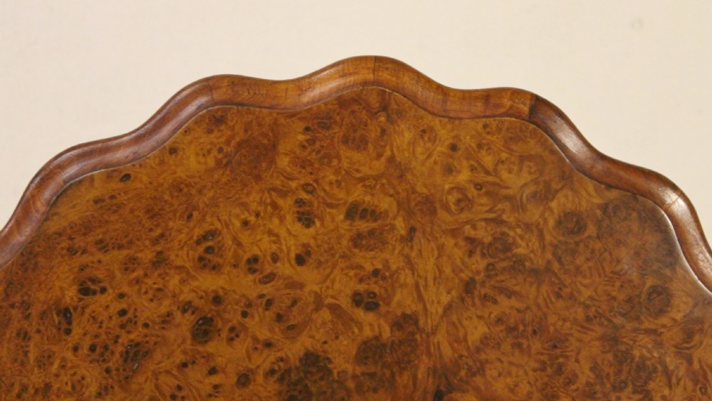 Victorian Burr Walnut Tripod Table View V