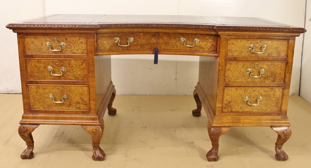 Burr Walnut Pedestal Desk View II