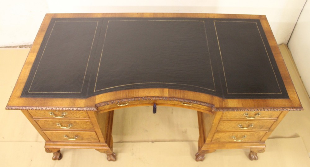 Burr Walnut Pedestal Desk View IV