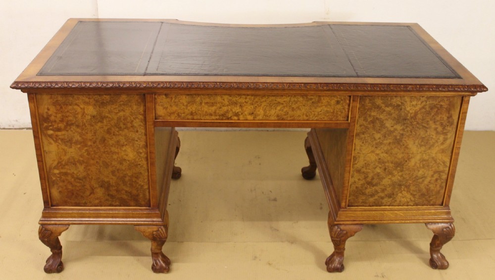 Burr Walnut Pedestal Desk View VI