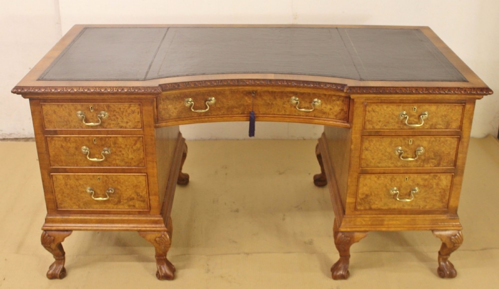 Burr Walnut Pedestal Desk View VII