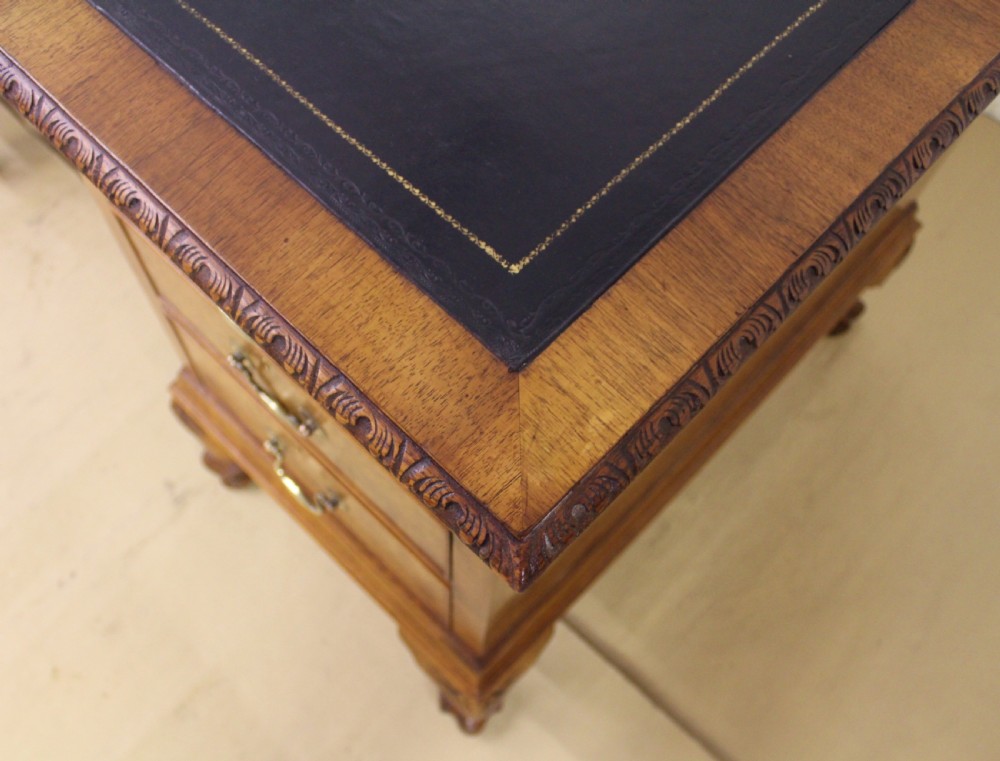 Burr Walnut Pedestal Desk View XIV