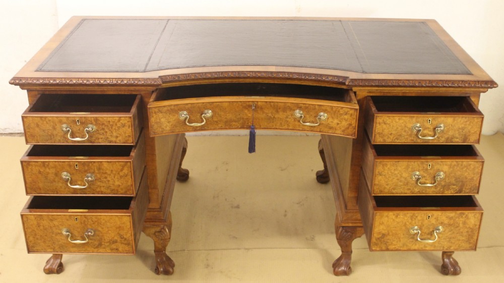 Burr Walnut Pedestal Desk View XVI