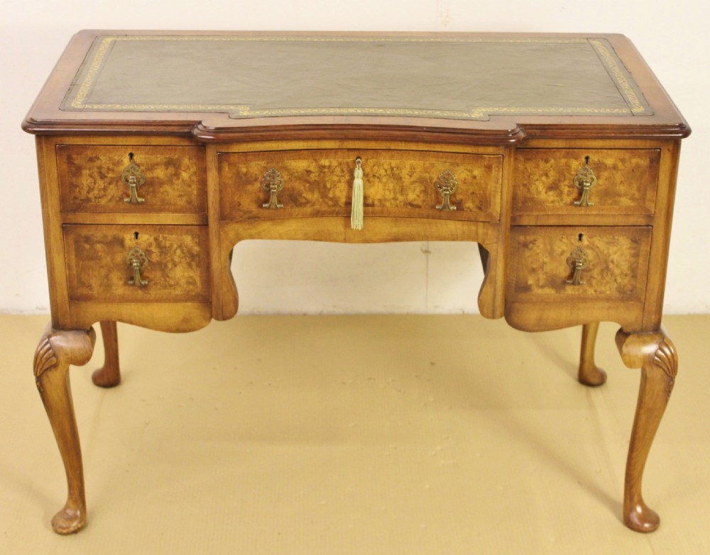 Queen Anne Style Burr Walnut Writing Table