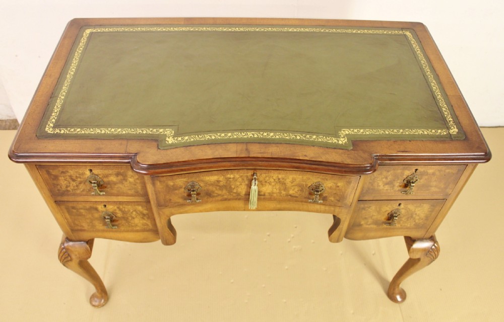 Queen Anne Style Burr Walnut Writing Table View IV