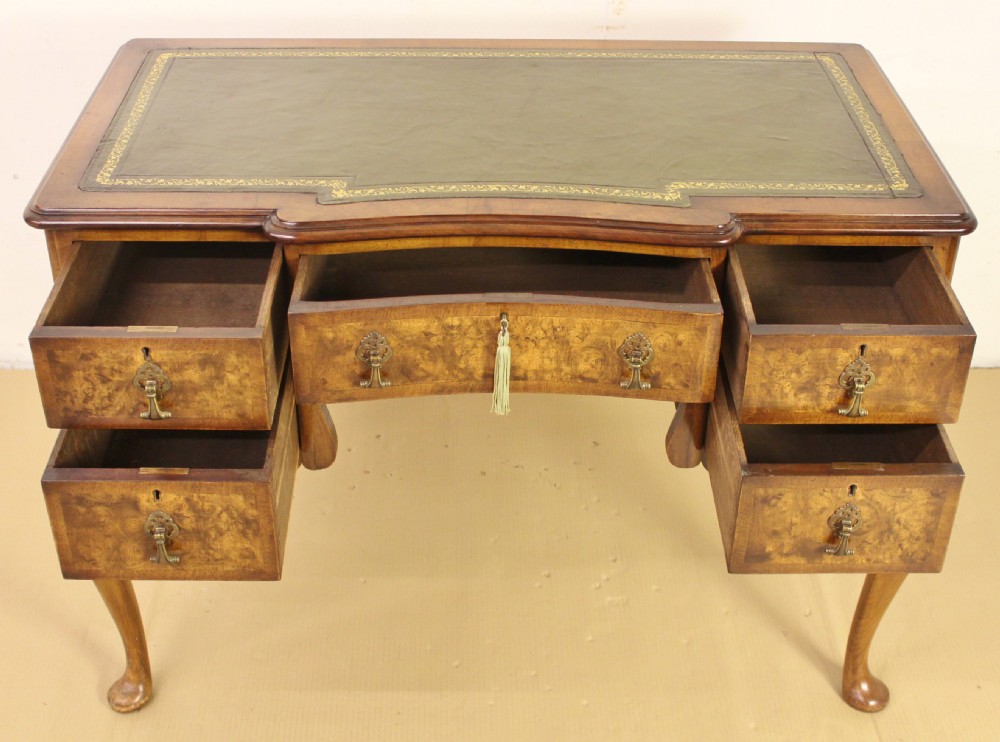 Queen Anne Style Burr Walnut Writing Table View IX