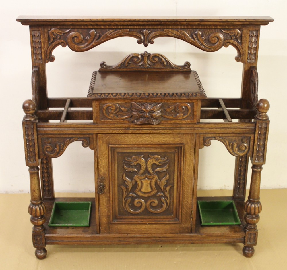 Carved Oak Hall Stand